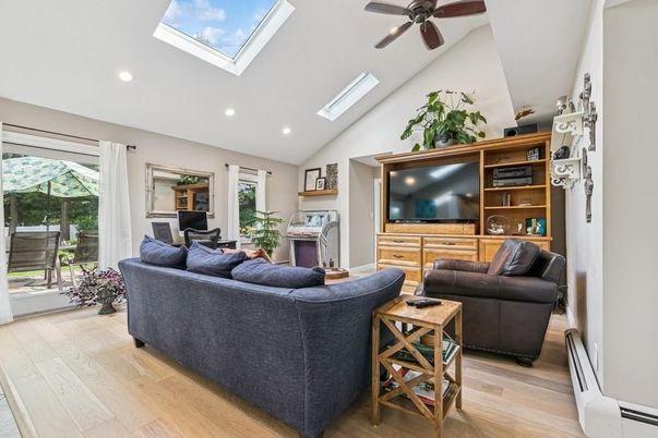 Glass Ceilings, Interior, Living room, Recessed Lighting, Wood Texture Flooring