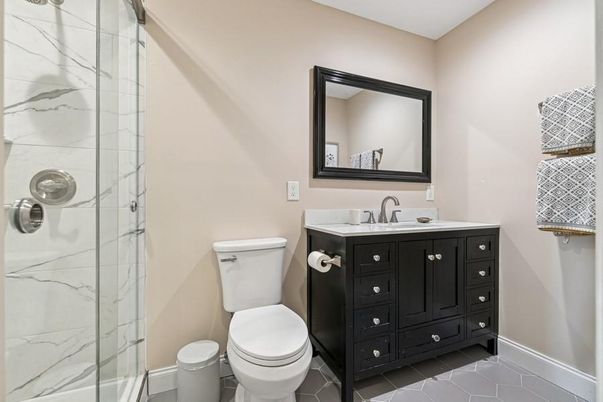 Bathroom, Glass Shower, Interior, Marble Walls