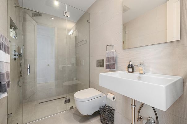 Bathroom, Glass Shower, Interior, Recessed Lighting