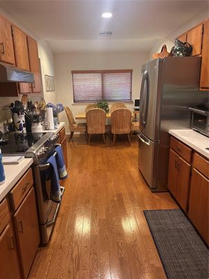 Dining room, Interior, Kitchen, Recessed Lighting, Wood Texture Flooring