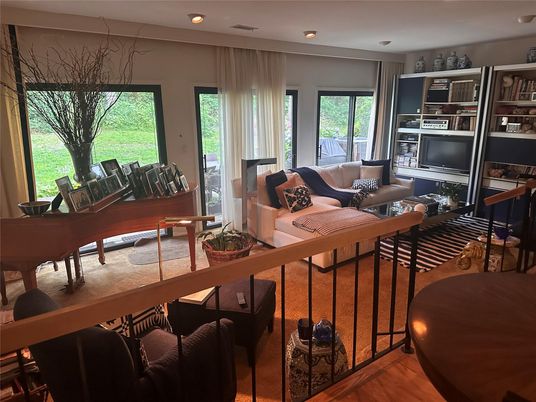 Interior, Living room, Piano, Recessed Lighting, Wood Texture Flooring