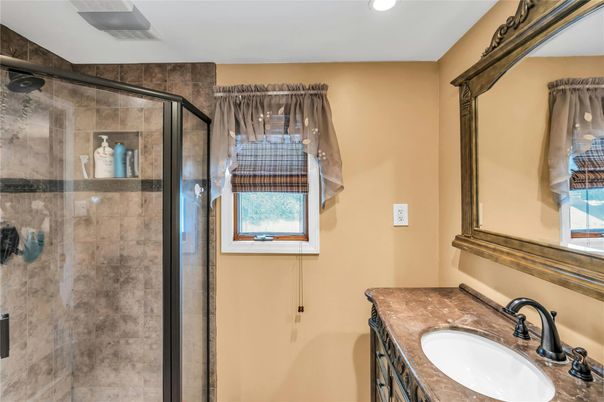 Bathroom, Glass Shower, Interior, Recessed Lighting