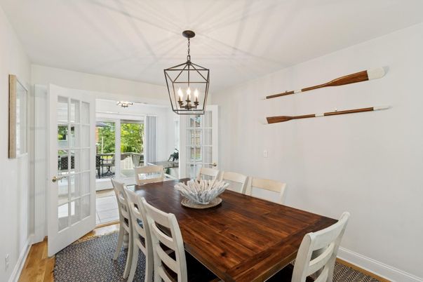 Chandelier, Dining room, Interior, Wood Texture Flooring