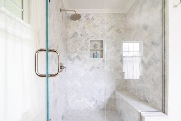 Bathroom, Glass Shower, Interior, Marble Walls