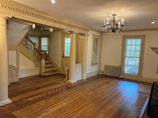 Chandelier, Interior, Recessed Lighting, Wood Texture Flooring