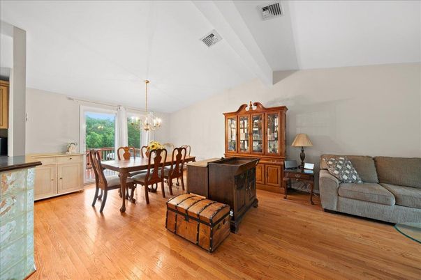 Chandelier, Dining room, Interior, Wood Texture Flooring