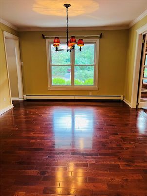 Empty room, Interior, Pendant Lights, Wood Texture Flooring
