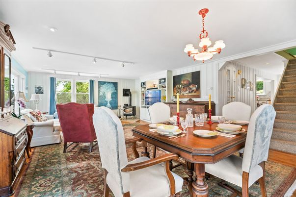 Chandelier, Dining room, Interior, Living room, Recessed Lighting, Wood Texture Flooring
