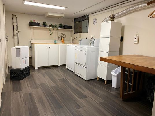 Interior, Washer, Wood Texture Flooring