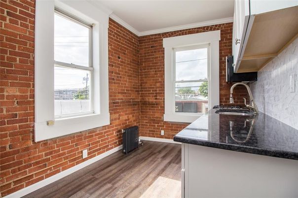 Interior, Kitchen, Stone Walls, Wood Texture Flooring