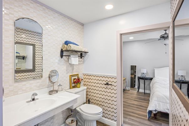 Bathroom, Bedroom, Interior, Recessed Lighting, Wood Texture Flooring