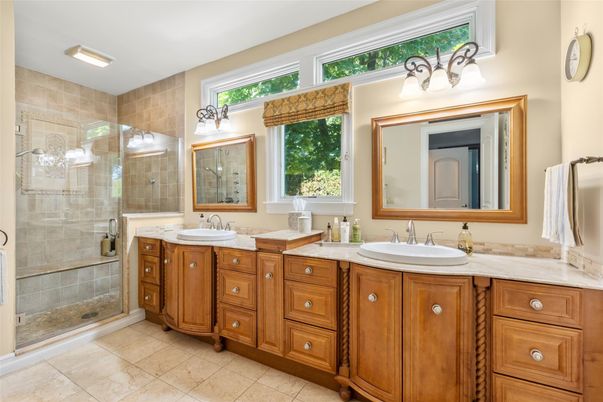 Bathroom, Dual Sink Vanities, Glass Shower, Interior