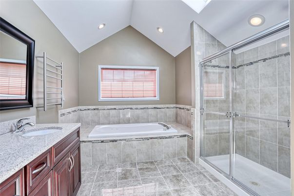 Bathroom, Dual Sink Vanities, Glass Shower, Interior, Recessed Lighting