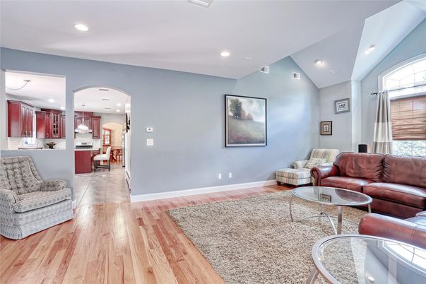 Interior, Kitchen, Living room, Recessed Lighting, Wood Texture Flooring