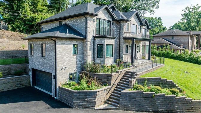 Attached, Exterior, Facade, Brick Facade, French Provincial