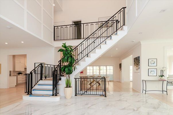 Interior, Marble, Recessed Lighting, Wood Texture Flooring