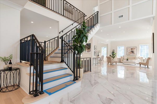 Interior, Living room, Marble, Recessed Lighting, Wood Texture Flooring