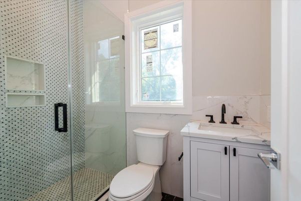 Bathroom, Glass Shower, Interior, Marble Walls