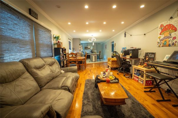 Home Office, Interior, Living room, Pendant Lights, Recessed Lighting, Wood Texture Flooring