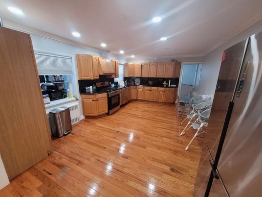 Dining room, Interior, Kitchen, Recessed Lighting, Wood Texture Flooring
