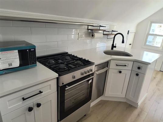 Interior, Kitchen, Stainless Steel Appliances, Wood Texture Flooring