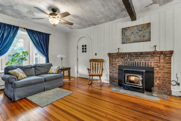 Fireplace, Interior, Stone Walls, Wood Texture Flooring