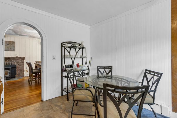 Dining room, Fireplace, Interior, Wood Texture Flooring