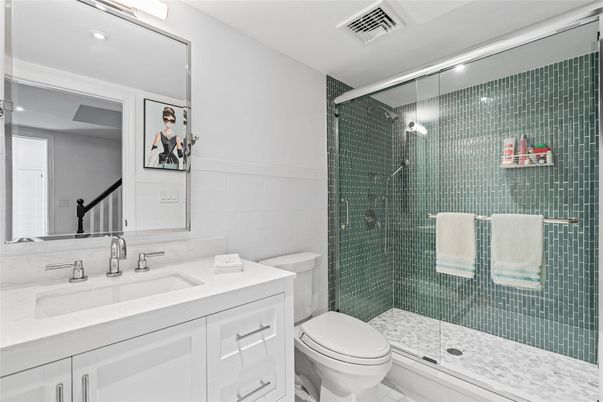 Bathroom, Glass Shower, Interior, Recessed Lighting