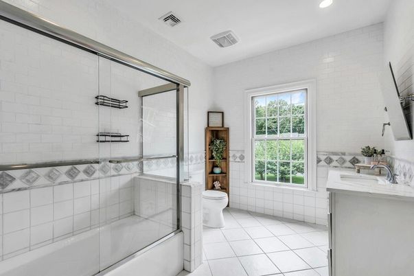 Bathroom, Glass Shower, Interior, Recessed Lighting
