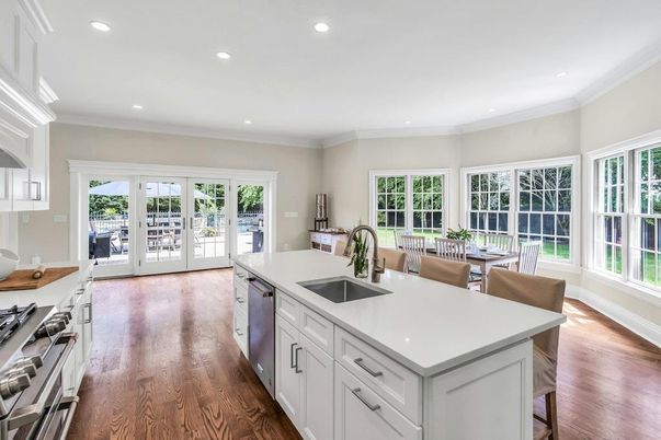 Dining room, Interior, Kitchen, Recessed Lighting, Wood Texture Flooring