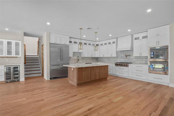 Interior, Kitchen, Pendant Lights, Recessed Lighting, Wood Texture Flooring