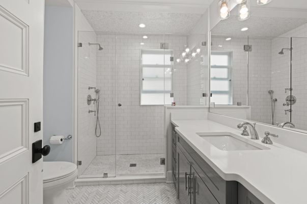Bathroom, Glass Shower, Interior, Recessed Lighting