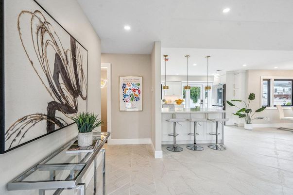 Interior, Kitchen, Marble, Pendant Lights, Recessed Lighting