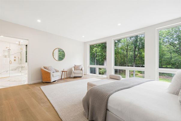 Bedroom, Interior, Marble, Marble Walls, Recessed Lighting, Wood Texture Flooring