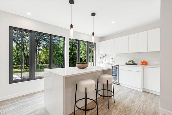 Interior, Kitchen, Pendant Lights, Recessed Lighting, Wood Texture Flooring