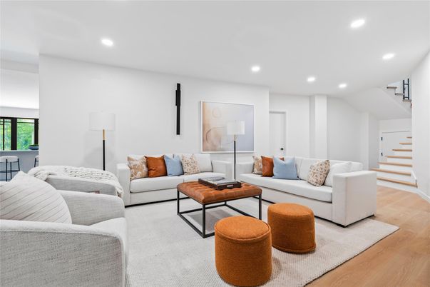 Interior, Living room, Recessed Lighting, Wood Texture Flooring