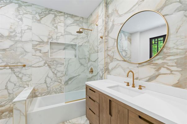 Bathroom, Glass Shower, Interior, Marble, Marble Walls