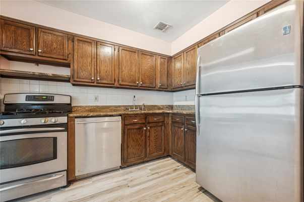Interior, Kitchen, Stainless Steel Appliances, Wood Texture Flooring
