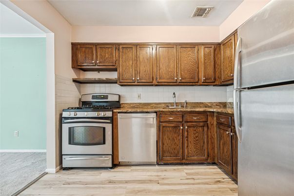 Interior, Kitchen, Stainless Steel Appliances, Wood Texture Flooring