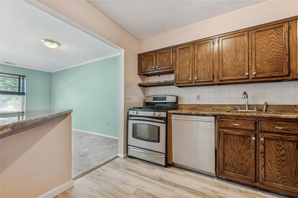 Interior, Kitchen, Stainless Steel Appliances, Wood Texture Flooring