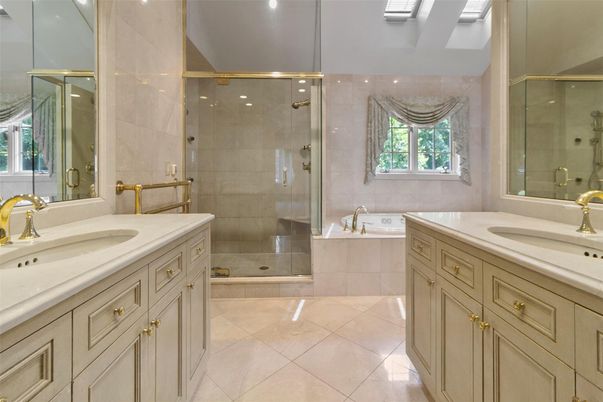 Bathroom, Dual Sink Vanities, Glass Shower, Interior