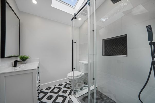 Bathroom, Glass Shower, Interior, Recessed Lighting
