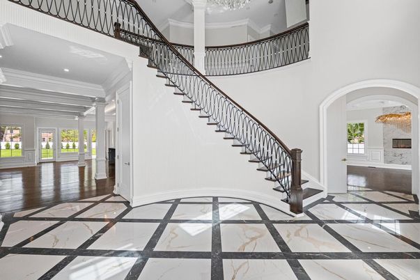 Chandelier, Interior, Marble, Recessed Lighting
