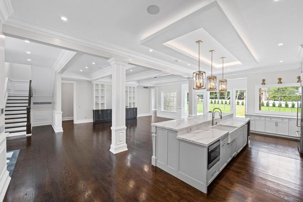 Interior, Kitchen, Pendant Lights, Recessed Lighting, Wood Texture Flooring