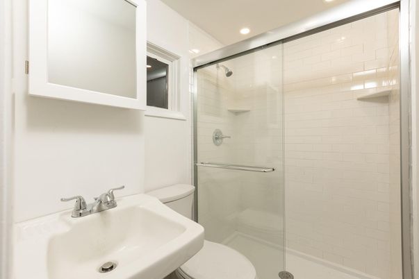 Bathroom, Glass Shower, Interior, Recessed Lighting