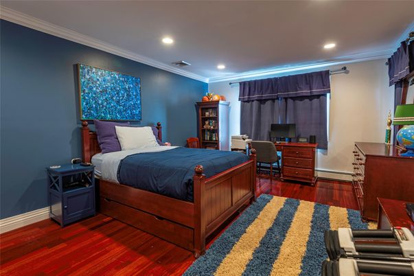 Bedroom, Home Office, Interior, Recessed Lighting, Wood Texture Flooring