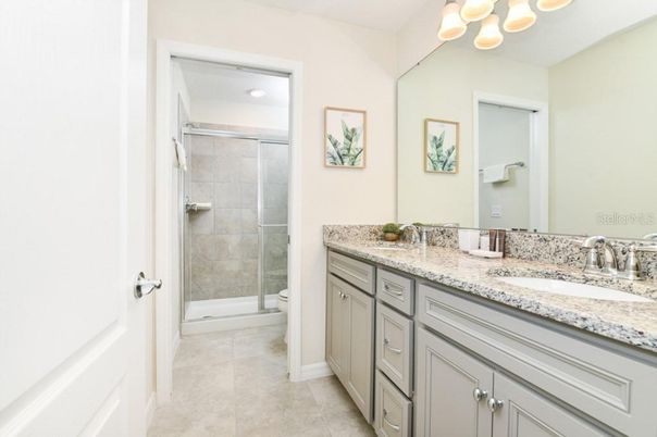 Bathroom, Dual Sink Vanities, Glass Shower, Interior, Recessed Lighting