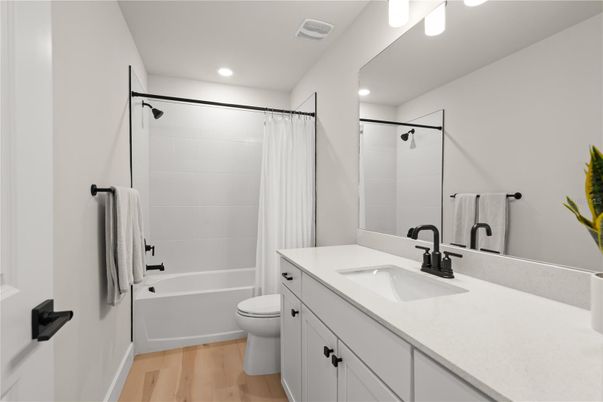 Bathroom, Interior, Recessed Lighting, Wood Texture Flooring