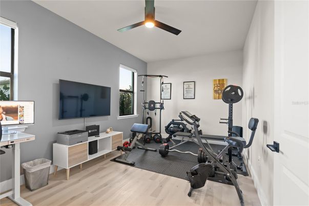 Fitness Equipment, Interior, Recessed Lighting, Wood Texture Flooring