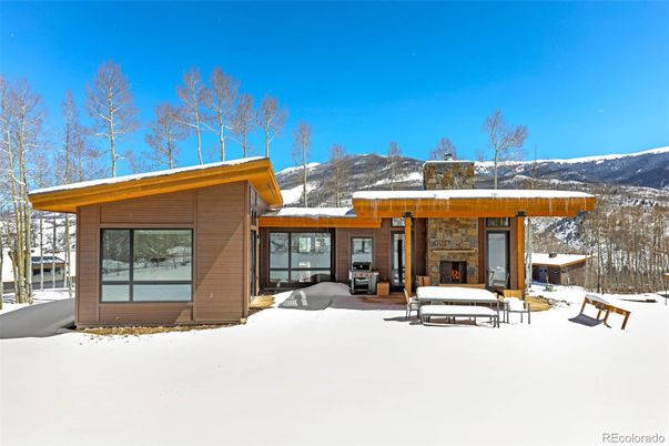 Backyard, Exterior, Facade, Fireplace, Modern
